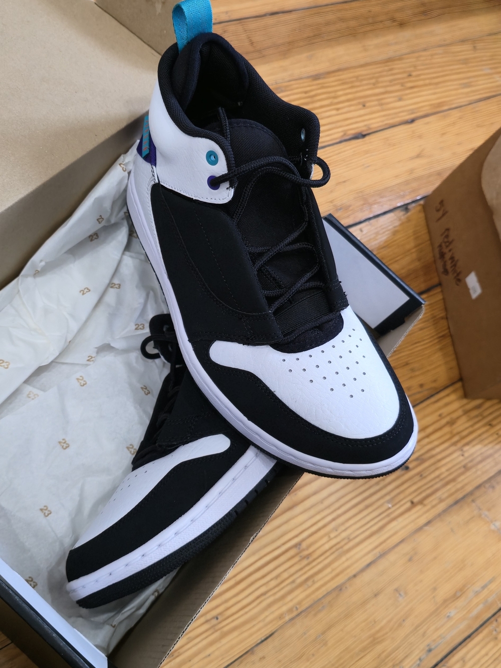 Jordan Men's Black, White & Teal High-Top Athletic Sneakers